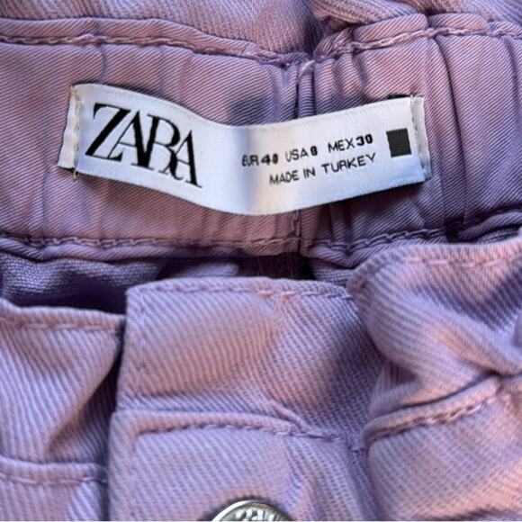 Zara Lilac High Rise Paper Bag Jeans - Picture 5 of 9